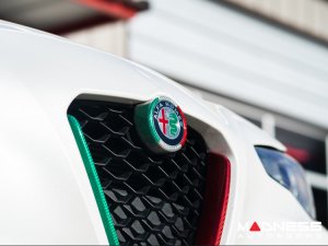 Alfa Romeo Giulia Front Emblem Frame Cover - Carbon Fiber - Italian Theme - Feroce Carbon